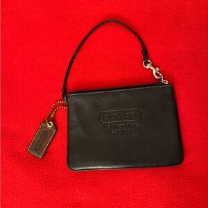Vintage Coach Leatherware Est 1941 Black Leather Wristlet Zip Pouch 7 X 5  EUC